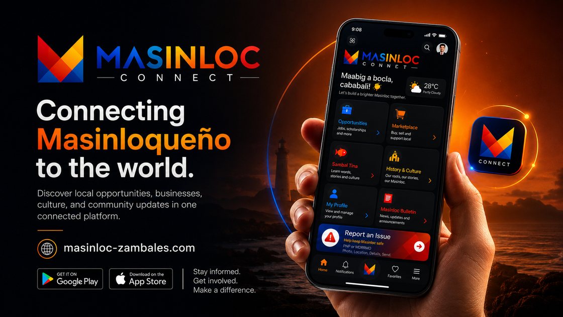 Masinloc Connect mobile experience shown on a phone